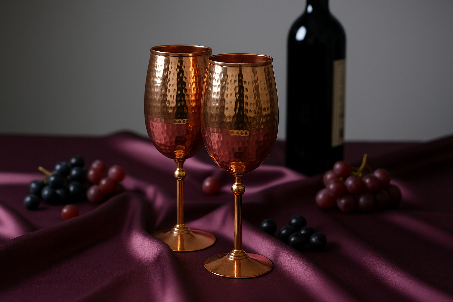 Wine Glass - Copper - Hammered Finish Copper product view 3 - Viviana London artisan collection